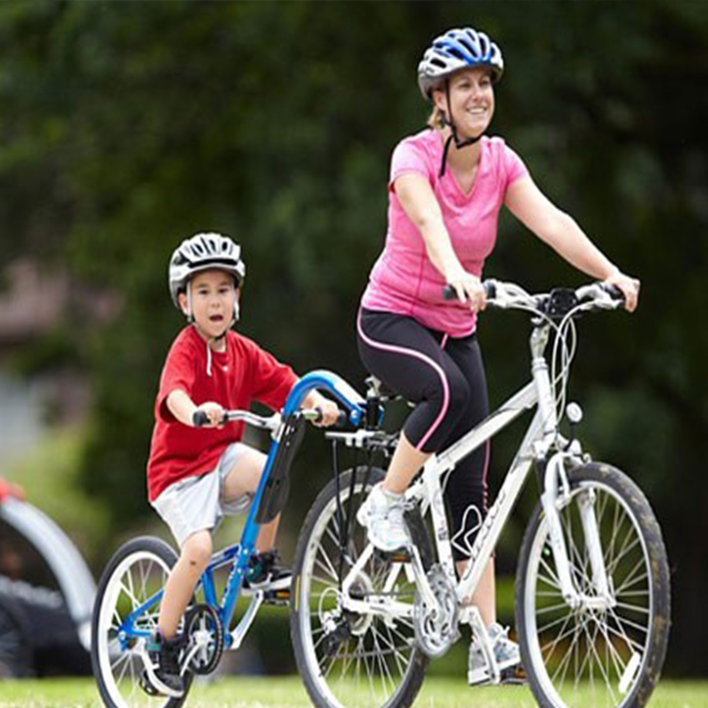 A family cycling